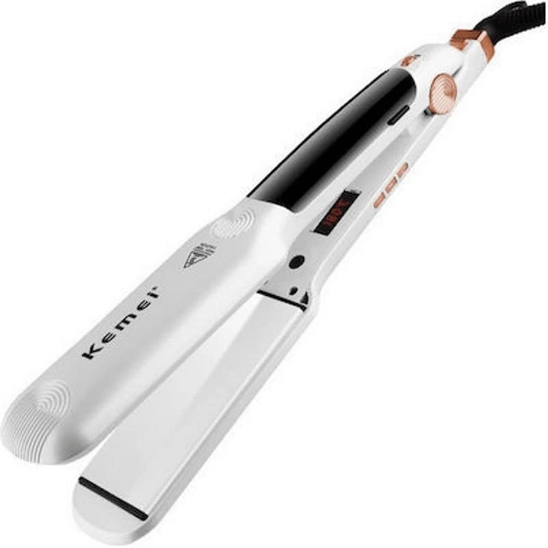 KEMEI KM-7062 Ισιωτικό Μαλλιών με Ατμό Λευκό