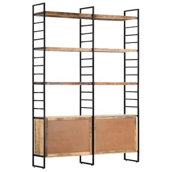 Βιβλιοθήκη VidaXL από Μέταλλο με 2 Πόρτες 124x30x180 cm - Φυσικό/ Μαύρο image 5