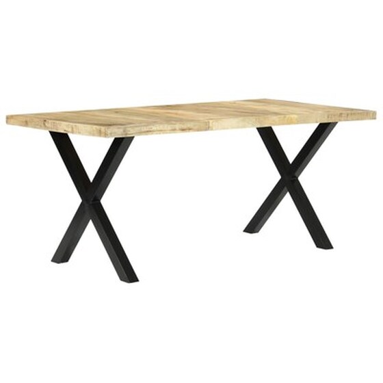 Τραπεζαρία Vidaxl από Μασίφ Ξύλο Μάνγκο 180x90x76 cm - Μαύρο/Καφέ image 2