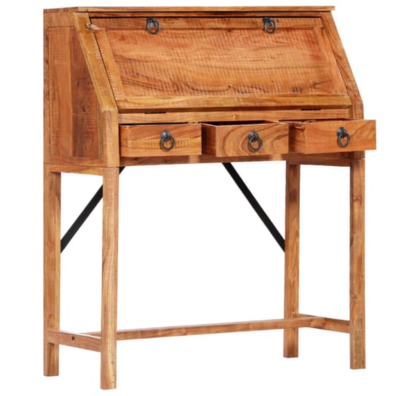 Γραφείο με Συρτάρια VidaXL από Μασίφ Ξύλο Ακακίας 90x40cm - Φυσικό image 3