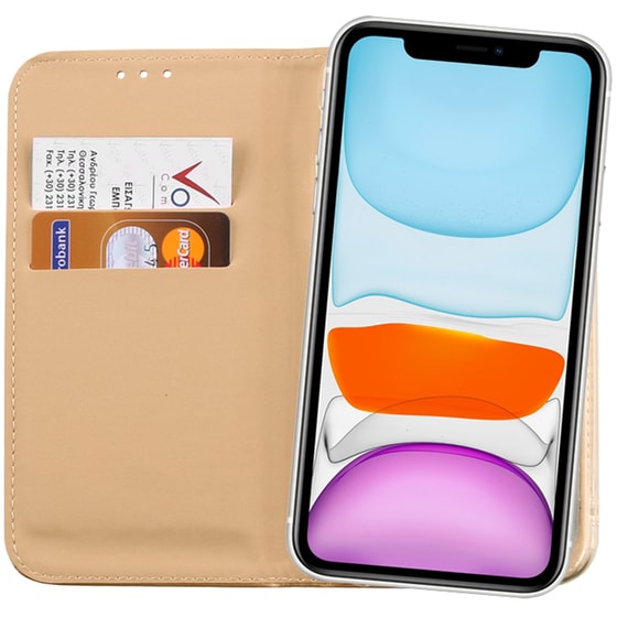 Θήκη Apple iPhone 11 - Volte-tel Pocket Magnet Book Stand - Gold image 2