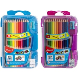 Ξυλομπογιές Color'peps (+ξύστρα+γόμα+μολύβι) σε Ανθεκτική Πλαστική Κασετίνα (12 Τεμάχια)