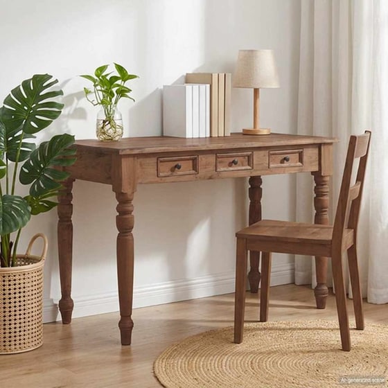 Γραφείο VidaXL με Συρτάρια από Μασίφ Μαόνι 117x57x75 cm image 1