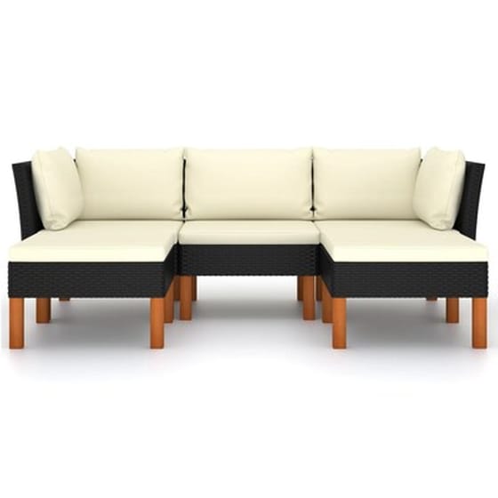 Σαλόνι Κήπου Vidaxl  5 Τμχ Από Συνθετικό Ρατάν Με Μαξιλάρια - Μαύρο image 2