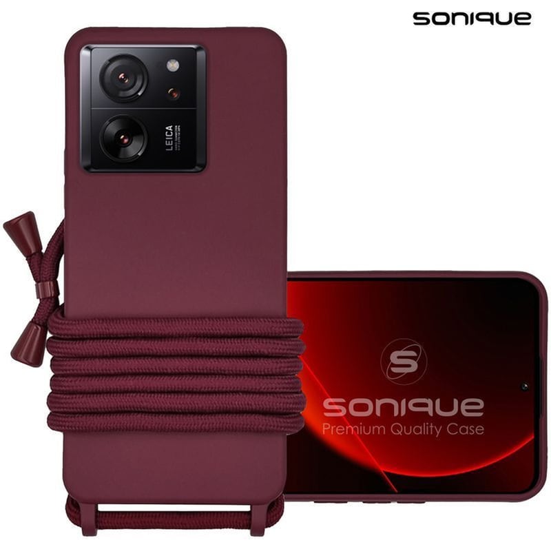 Θήκη Σιλικόνης Με Κορδόνι Carryhang Sonique Xiaomi Xiaomi 13t 5g / Xiaomi 13t Pro 5g Μπορντώ