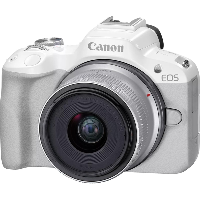 Φωτογραφική Μηχανή Mirrorless Canon EOS R50 Φακός Canon RF-S 18-45mm f4.5-6.3 IS STM – Λευκό