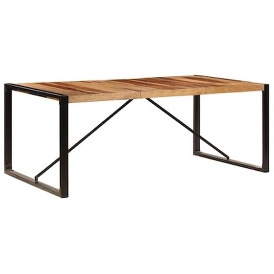 Τραπεζαρία Vidaxl από Μασίφ Ξύλο Sheesham 200x100x75 cm - Μαύρη/Καφέ image 3