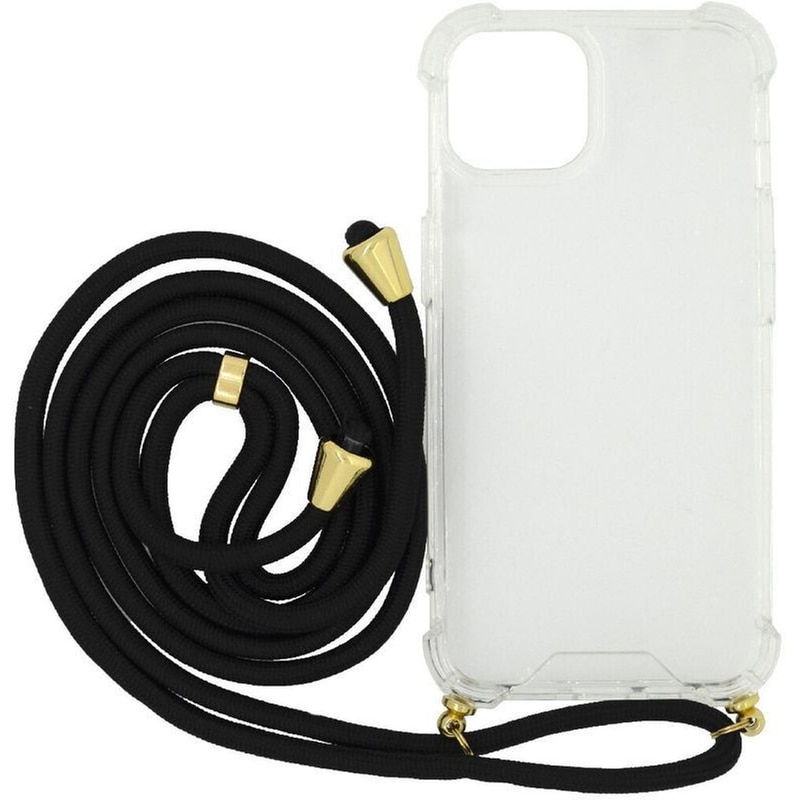 Θήκη Apple iPhone 14 Plus - Ancus με Λουράκι Μαύρο - Διάφανο