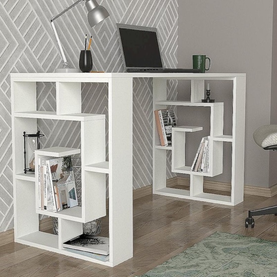 Γραφείο ArteLibre Line από Μοριοσανίδα/Μελαμίνη 140x60x74cm - Λευκό image 3