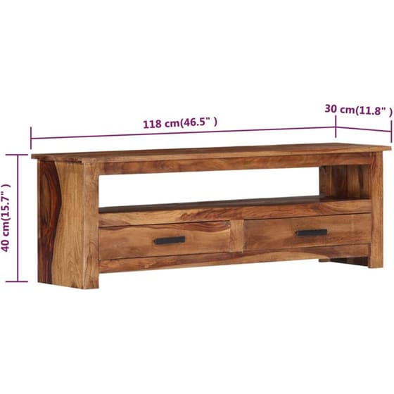 Έπιπλο Τηλεόρασης VidaXL Μασίφ Ξύλο 118x30x40cm - Kαφέ image 11