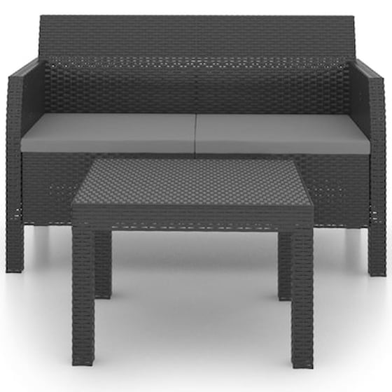 Vidaxl Σετ Καναπέ Κήπου 2 Τεμαχίων Ανθρακί Πολυπροπυλένιο Με Μαξιλάρια image 3