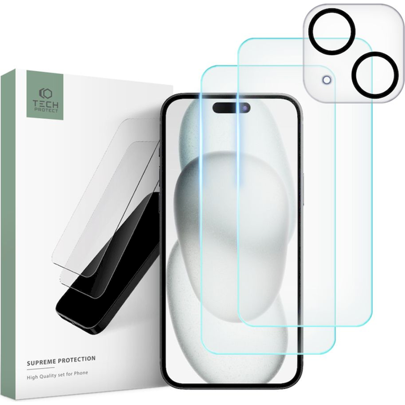 Προστατευτικό οθόνης καμερών Apple iPhone 15 Plus - Tech-Protect Supreme Set 0.3mm 9H