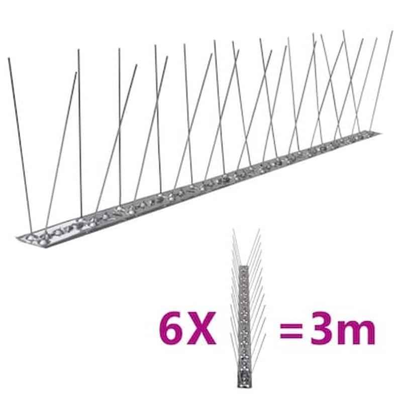 VIDAXL Vidaxl Απωθητικές Ακίδες Περιστεριών 2 Σειρών Σετ Των 6 Από Ανοξείδωτο Ατσάλι