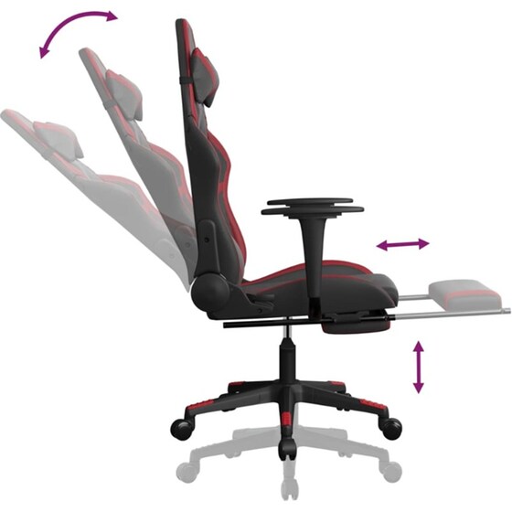 Καρέκλα Gaming VIDAXL 345441 με Υποπόδιο από Τεχνητό Δέρμα - Μαύρο image 4