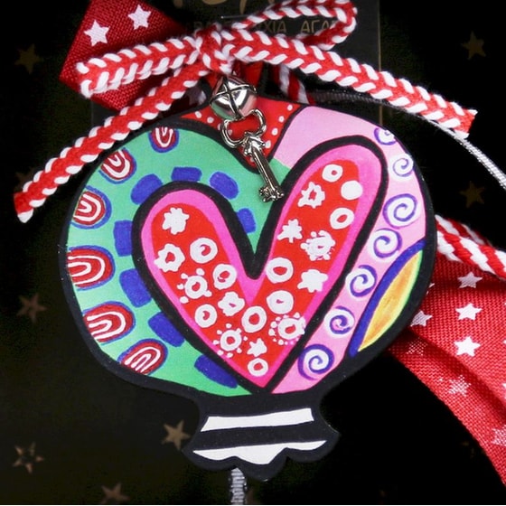 Κρεμαστό Χριστουγεννιάτικο Γούρι Boho - Ρόδι με Καρδιά image 3