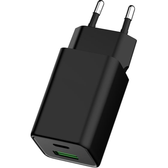 Φορτιστής Πρίζας Powertech PT‑1501 USB‑A, USB‑C 65 W - Μαύρο image 1