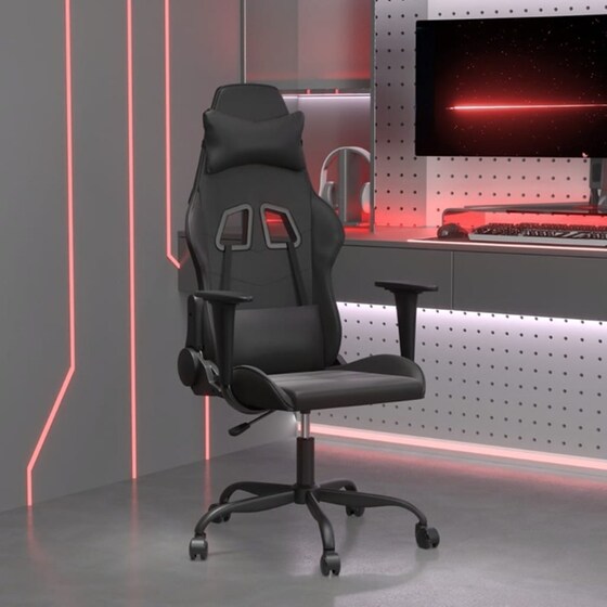 Καρέκλα Gaming VIDAXL 345407 με Ρυθμιζόμενα Μπράτσα από Τεχνητό Δέρμα - Μαύρη image 10
