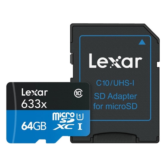 Κάρτα μνήμης microSDHC 64GB Class 10 633x & USB Adapter - Lexar LSDMI64GBBEU633A image 0