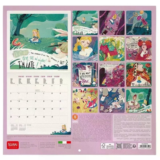 Ημερολόγιο Τοίχου Legami 2026 Alice in Wonderland 30x29cm image 1