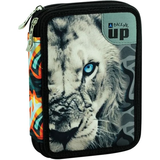 Κασετίνα Διπλή Γεμάτη Back Me Up Grey Lion image 0
