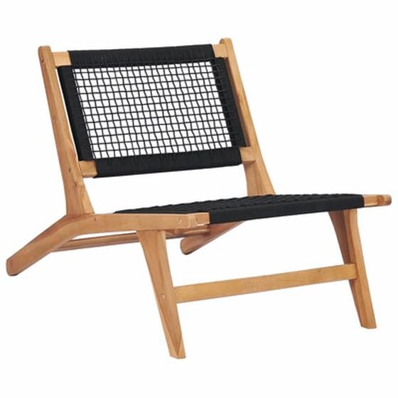 Σεζλόνγκ VidaXL Με Υποπόδιο από Μασίφ Ξύλο Teak/Σχοινί 89.5x60x65 cm - Μαύρο image 4