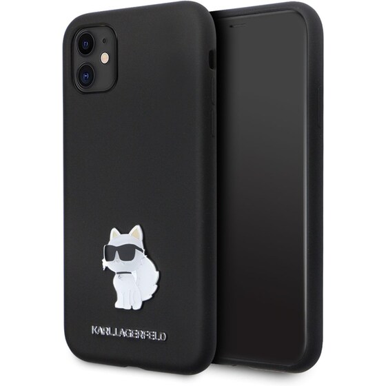 Θήκη Apple iPhone 11 - Karl Lagerfeld Choupette Metal Pin Hard Case - Black image 4