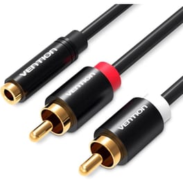 VENTION Καλώδιο Ήχου VAB-R01-B100 1x 3.5mm Jack Female σε 2x RCA 1 m Μαύρο