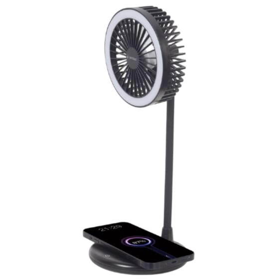 GEMBIRD TA-WPC10-LEDFAN-01 Ανεμιστήρας Επιτραπέζιος με LED Φωτισμό και Ασύρματο Φορτιστή image 1