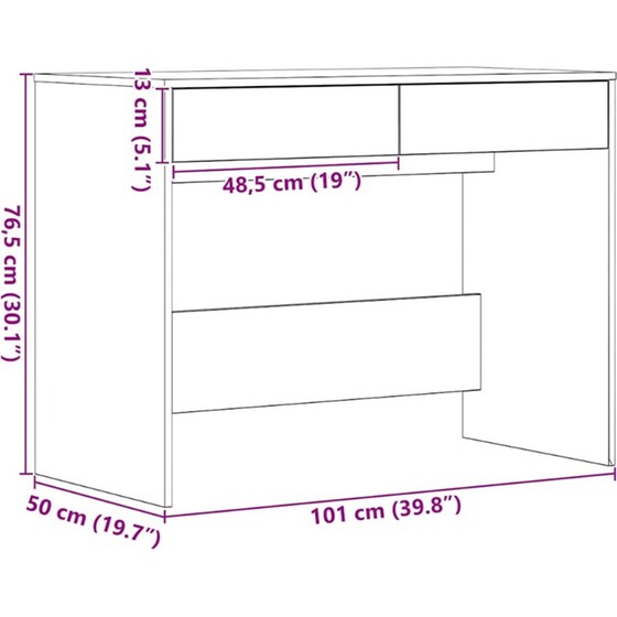 Γραφείο VidaXL από Τεχνητό Ξύλο 101x50x76,5 cm - Μαύρη Δρυς image 8