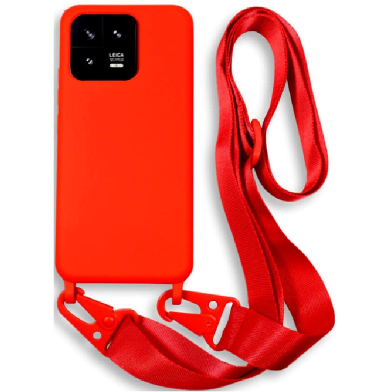 BODYCELL Θήκη Xiaomi 13 Pro - Bodycell Θήκη Σιλικόνης με Λουράκι Λαιμού - Red