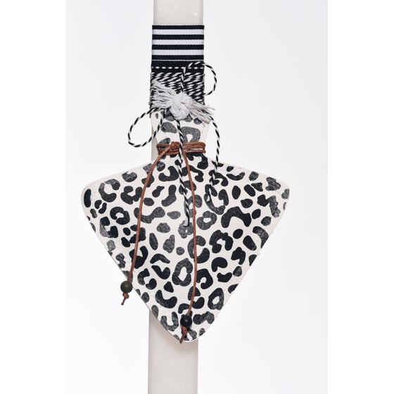 Λαμπάδα PERFECT MATCH&nbsp;Δερμάτινο&nbsp;Μπρελόκ&nbsp;Σβούρα&nbsp;Ασπρόμαυρο image 1