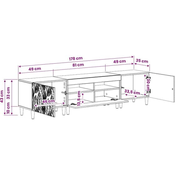 Έπιπλο Τηλεόρασης VidaXL DELFT με LED 3 τμχ 178 x 35 x 43 cm - Γκρι Σκυροδέματος image 7