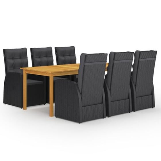 Vidaxl Σετ Τραπεζαρίας Κήπου 7 Τεμαχίων Μαύρο image 0