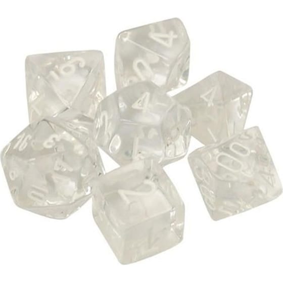 Σετ Ζάρια 7 Dice Chessex Translucent Clear/White Polyhedral image 0