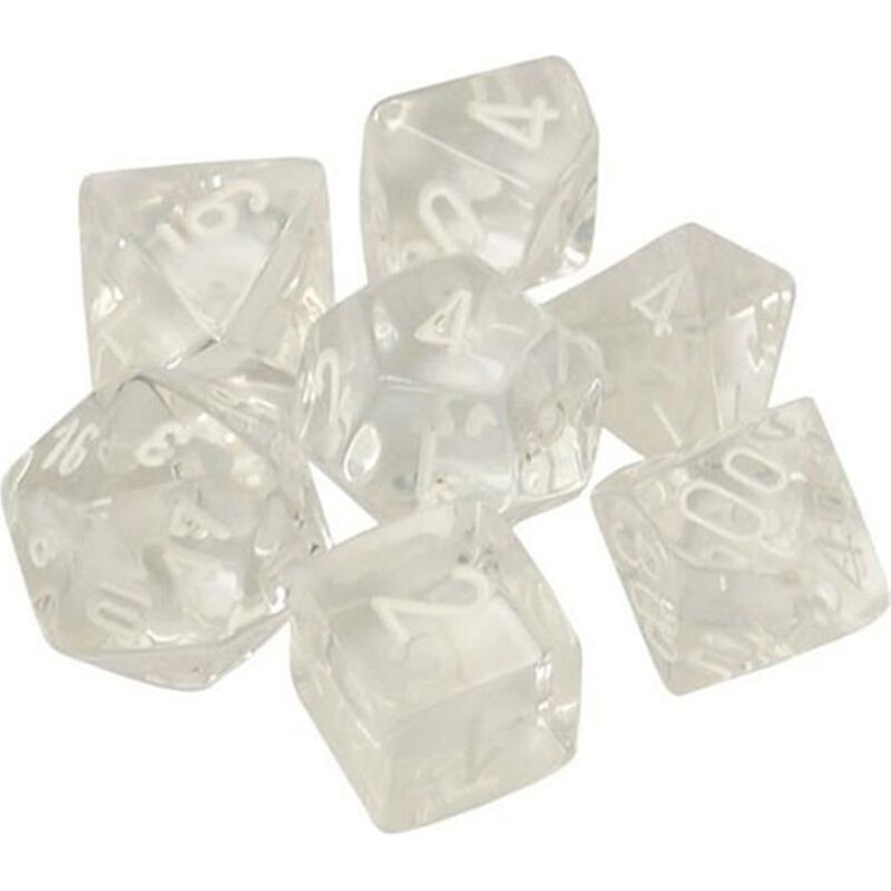 Σετ Ζάρια 7 Dice Chessex Translucent Clear/White Polyhedral