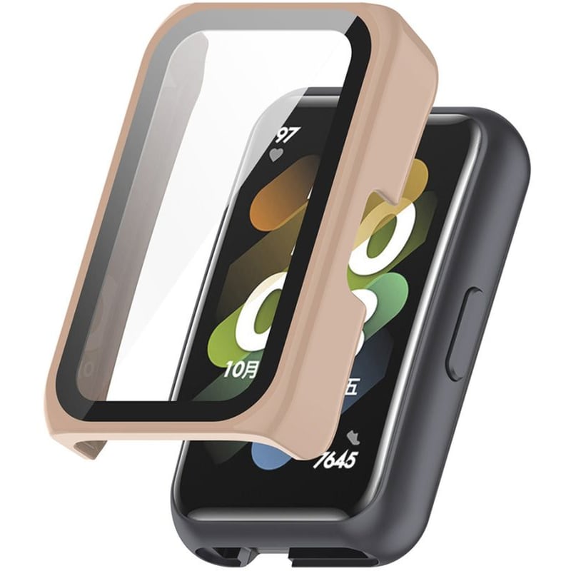SONIQUE Θήκη Sonique Προστασία PC + Tempered Glass για Huawei Band 6/7 - Ροζ