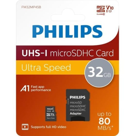 Philips Microsdhc 32gb Class 10 U1 Uhs-i Με Αντάπτορα (phmsda32guhsiu1p2) (phiphmsda32guhsiu1p2) image 0