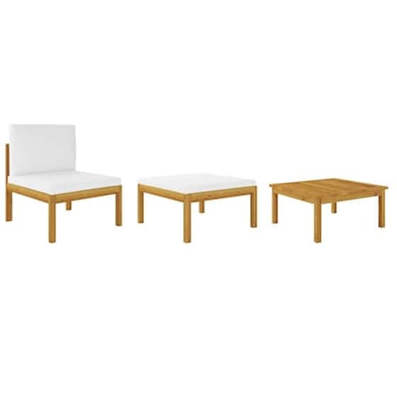 Σετ Σαλόνι Κήπου Vidaxl από Μασίφ Ξύλο Ακακίας με Μαξιλάρια 3 Τμχ - Λευκό image 0