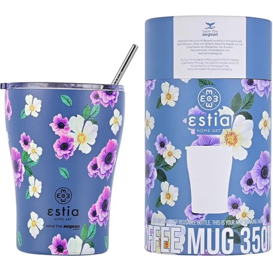 Ποτήρι Θερμός Estia Home Art Save The Aegean Garden Blue 350 ml image 0
