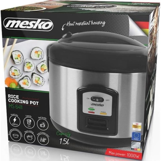Βραστήρας Ρυζιού MESKO MS 6411 1000 W 1.5 L Ασημί image 3