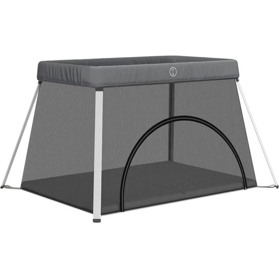 Παρκοκρέβατο VidaXL με Στρώμα & Δίχτυ Γκρι image 0
