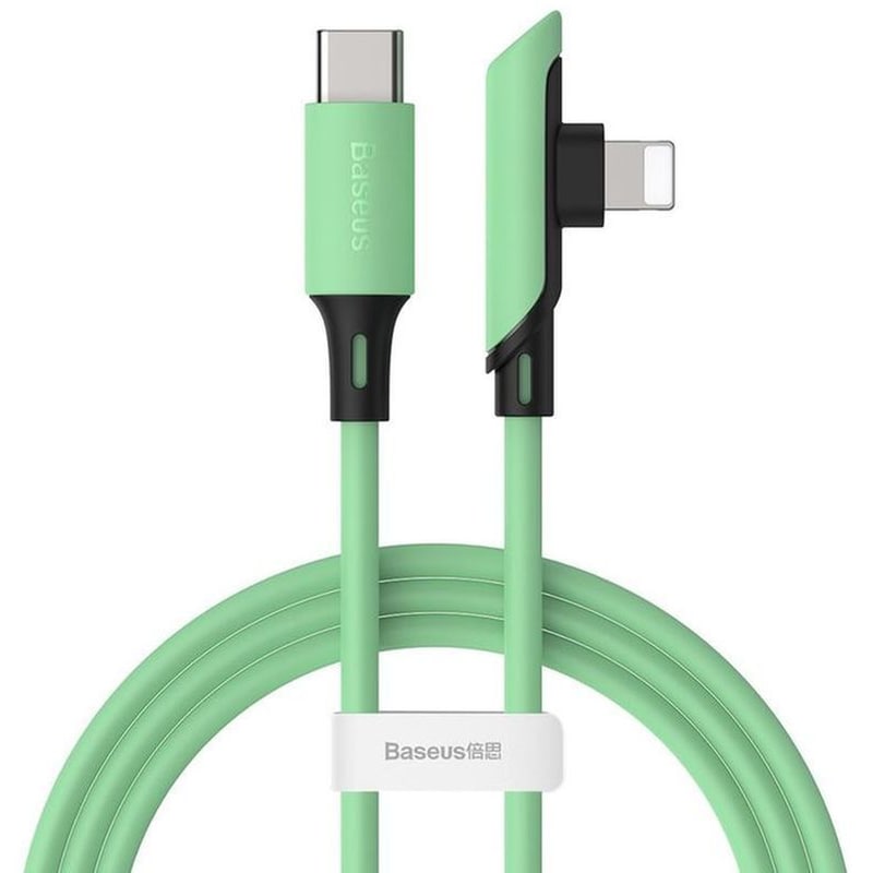 BASEUS Baseus Colourful Elbow Angled Cable With Side Plug USB Type-C Pd 18W - Lightning 12m - Πράσινο