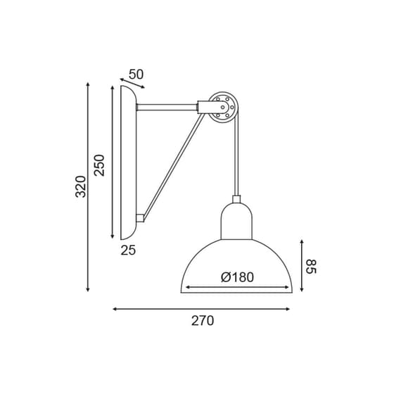 Απλίκα Τοίχου Aca Cezanne Eg5791w26g Μεταλλική  18x27x32 cm - Γκρι/Λευκή image 1
