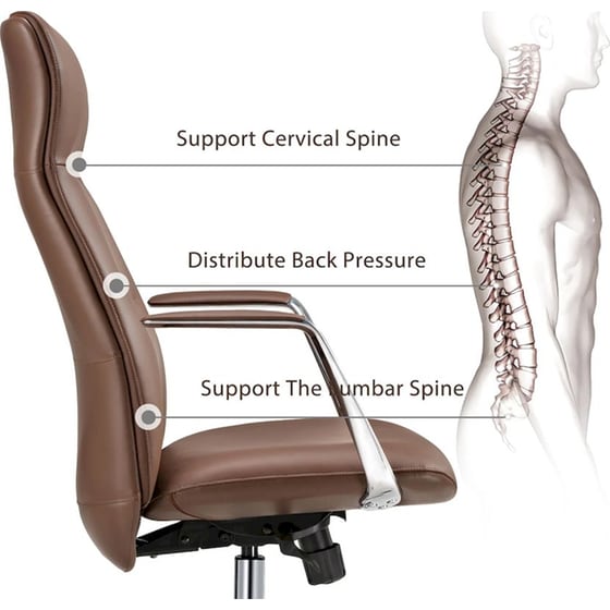 Καρέκλα Γραφείου Εργονομική Eureka Ergonomic ERK-OC08-BR από Δερματίνη - Καφέ image 6