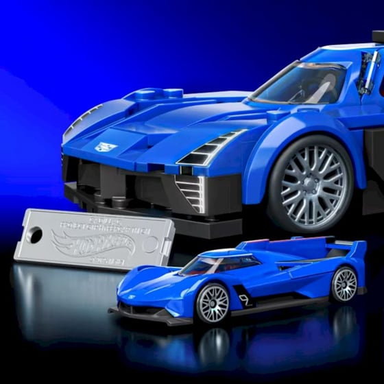 Mattel Hot Wheels Brick Shop Σετ Κατασκευής Speed Series Cadillac Project GTP Hypercar 1:32 (236 Κομμάτια) (JFR89) image 4
