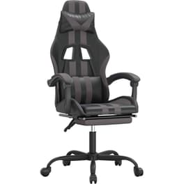 Καρέκλα Gaming VIDAXL 3143834 με Υποπόδιο από Τεχνητό Δέρμα - Γκρι