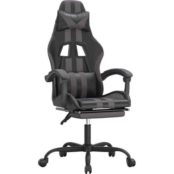 Καρέκλα Gaming VIDAXL 3143834 με Υποπόδιο από Τεχνητό Δέρμα - Γκρι image 0