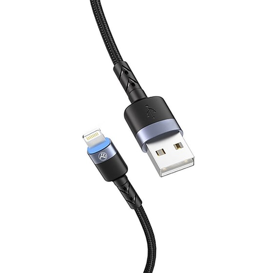 Καλώδιο Δεδομένων Tellur USB to Lightning με LED Φως 1.2m - Black image 1