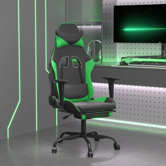 Καρέκλα Gaming VIDAXL 345414 με Υποπόδιο από Τεχνητό Δέρμα - Μαύρο image 9