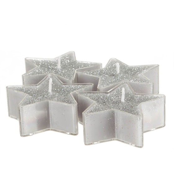 Χριστουγεννιάτικα Κεριά Ρεσώ SpitiShop Stars Silver 4 τμχ image 0